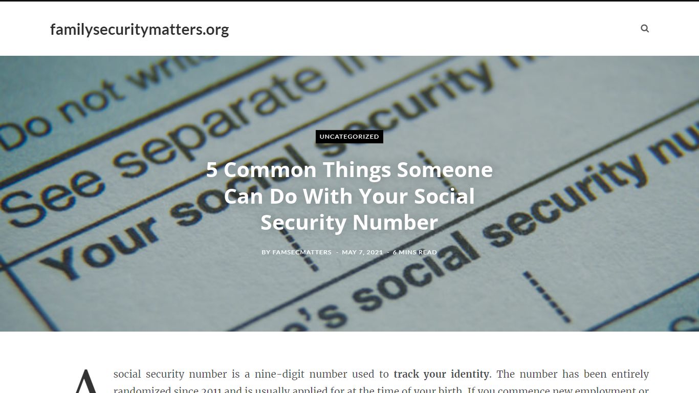 5 Common Things Someone Can Do With Your Social Security Number